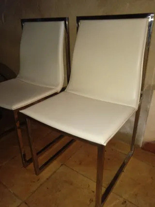 Sillas de metal y tela piel inox