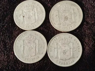 Lote 8 monedas de 5 pesetas de plata
