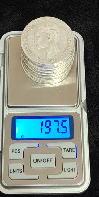 Lote 8 monedas de 5 pesetas de plata