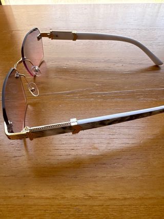 Gafas cuadradas lentes transparentes doradas