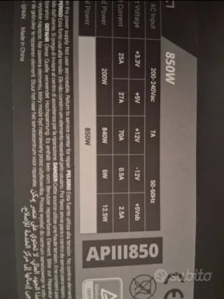 Alimentatore PC Tacens APIII850