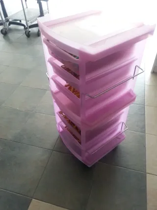 Carrito auxiliar organizador rosa