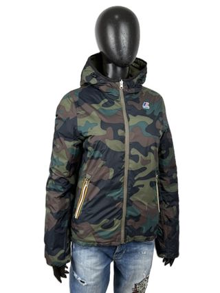 Giacca K-Way donna S mimetica cappuccio