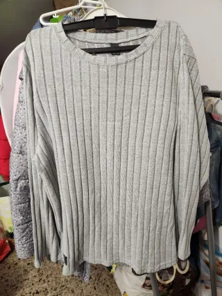 Camiseta mujer manga larga gris