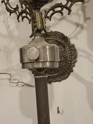 Lámpara Quinquel Vintage Metal y Cristal