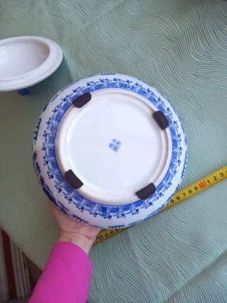 Cuenco porcelana China dragones tapa artesanal