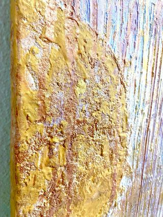 CUADRO ABSTRACTO DORADO MULTICOLOR 50x40 cm