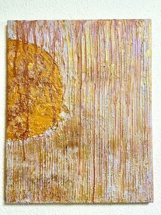 CUADRO ABSTRACTO DORADO MULTICOLOR 50x40 cm