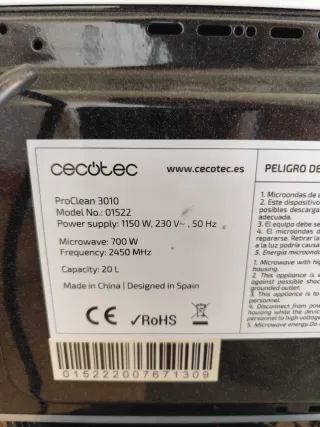 Microondas Cecotec ProClean 3010