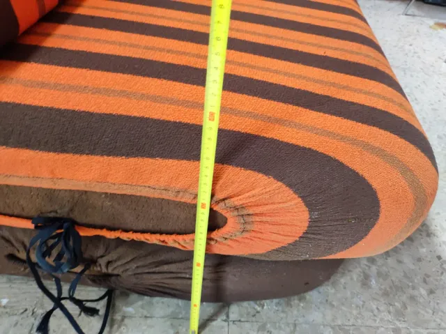 Sofá Cama Vintage Rayas Naranja y Marrón