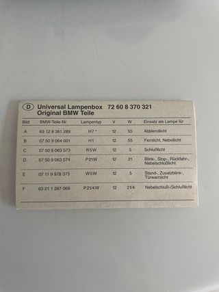 Bombillas Originales BMW 72 60 8 370 321