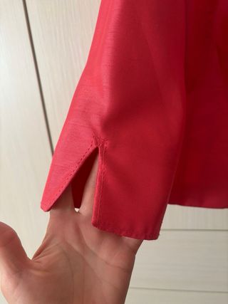 Completo giacca e abito in shantung color corallo