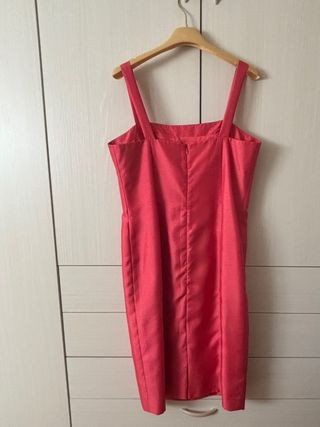 Completo giacca e abito in shantung color corallo