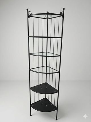 Mueble esquinero metal y cristal negro