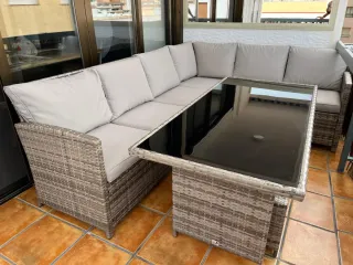 Sofá esquinero exterior Kactus Republic + mesa