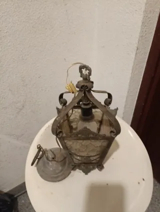 Lámpara vintage metal y cristal