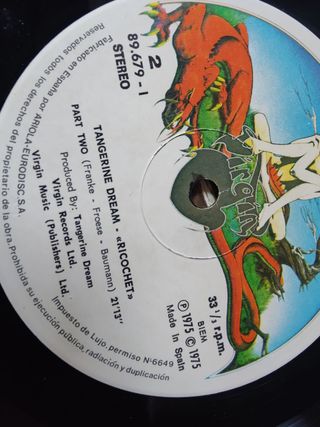 Vinilo Ricochet Tangerine Dream Experimental