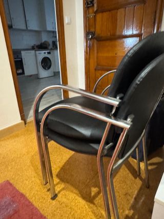 Pack 2 Sillas Oficina Negras y Plateadas