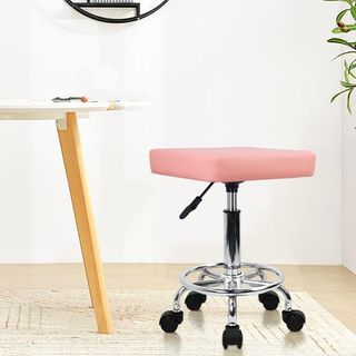 Taburete KKTONER Rosa Ajustable con Ruedas