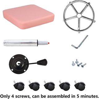 Taburete KKTONER Rosa Ajustable con Ruedas