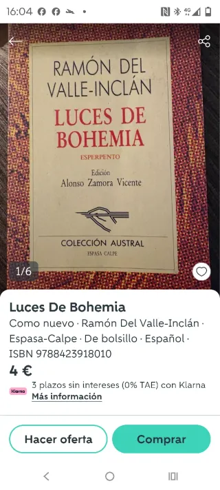 Luces De Bohemia (Nueva Austral Series) (Spanis...