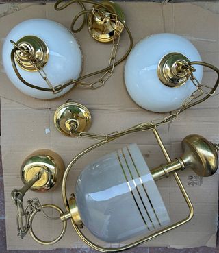 Lampadari oro e bianco:1 grande e 2 piccoli