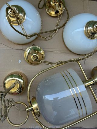 Lampadari oro e bianco:1 grande e 2 piccoli