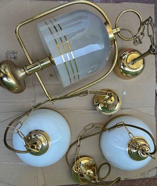 Lampadari oro e bianco:1 grande e 2 piccoli