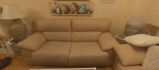 Sofá 3 plazas beis tapizado diseño extraíble