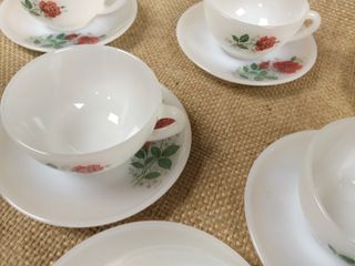 Juego Tazas Café/Té Arcopal Flores Rojas