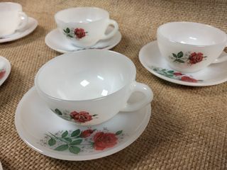 Juego Tazas Café/Té Arcopal Flores Rojas