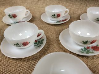 Juego Tazas Café/Té Arcopal Flores Rojas