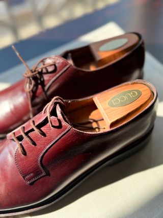 Gucci Blucher en piel burdeos - lujo vintage -43.5