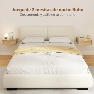 Juego 2 Mesitas Noche Rattan 40x30x15 cm