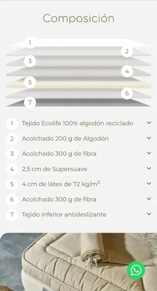 Topper látex Aspen 150x190x7.5