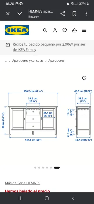 Aparador HEMNES Blanco/Madera