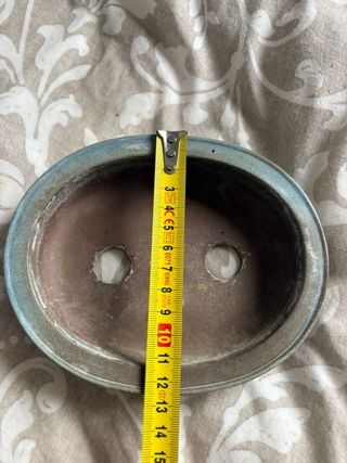 Maceta Bonsái Ovalada Esmaltada (14x12x3 cm)