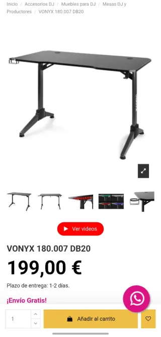 Mesa Gaming/DJ Vonyx DB20 Negra