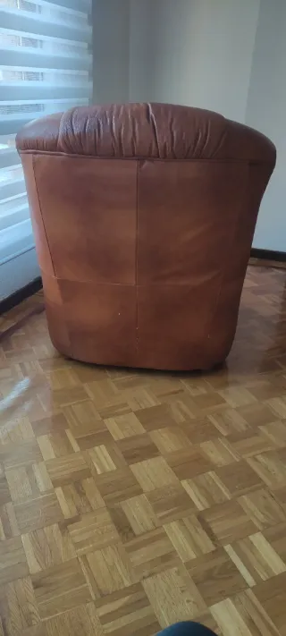 Sofá 3+1+1 piel marrón. Recoger en Oviedo