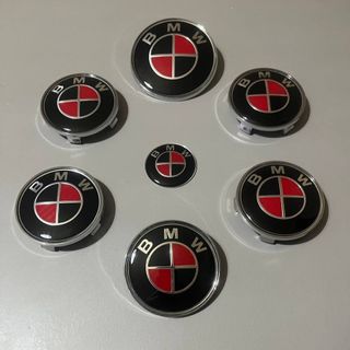 Kit Emblemas BMW Preto Vermelho