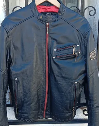 Chaqueta Cuero Vintage Moto Cruiser Hombre