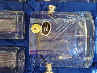 Cubitera de cristal tallado con juego de 6 vasos