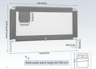 Barandilla cama bebé 150cm
