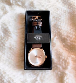 Reloj TOMI elegante unisex marrón y rosa