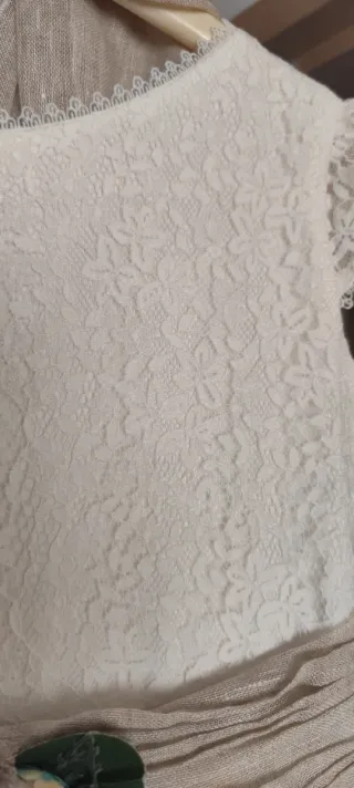 Vestido de Comunión Blanco Encaje 115cm, forro tul