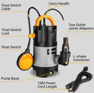 Bomba de Agua DEKO 400W 10000L/H Aguas Sucias