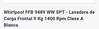 Lavadora Whirlpool 9kg Blanca