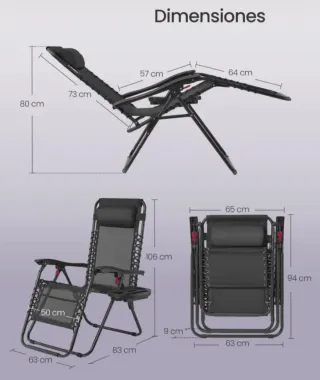 Juego 2 Tumbonas Plegables de 63x83x106