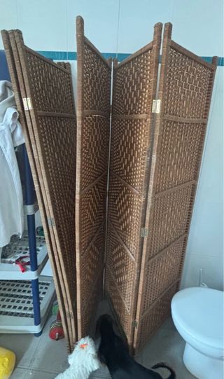 2 Biombos, separador de estancias de mimbre
