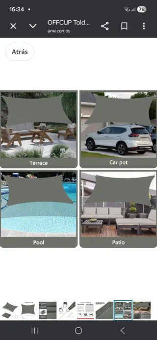 Toldo vela gris poliéster nuevo.